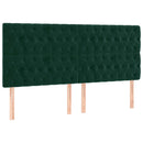 sengegavl med LED-lys 200x7x118/128 cm fløjl mørkegrøn
