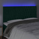 sengegavl med LED-lys 200x7x118/128 cm fløjl mørkegrøn