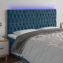 sengegavl med LED-lys 200x7x118/128 cm fløjl mørkeblå