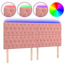 sengegavl med LED-lys 200x7x118/128 cm fløjl lyserød