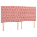 sengegavl med LED-lys 200x7x118/128 cm fløjl lyserød