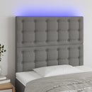 sengegavl med LED-lys 80x5x118/128 cm stof mørkegrå