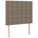sengegavl med LED-lys 80x5x118/128 cm stof gråbrun