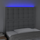 sengegavl med LED-lys 100x5x118/128 cm stof lysegrå