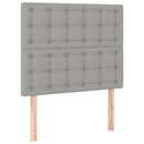 sengegavl med LED-lys 100x5x118/128 cm stof lysegrå
