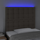 sengegavl med LED-lys 100x5x118/128 cm stof gråbrun