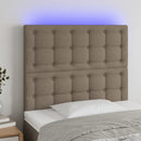 sengegavl med LED-lys 100x5x118/128 cm stof gråbrun