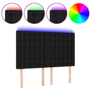 sengegavl med LED-lys 144x5x118/128 cm stof sort