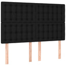 sengegavl med LED-lys 144x5x118/128 cm stof sort