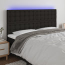 sengegavl med LED-lys 160x5x118/128 cm stof sort