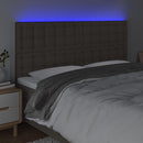 sengegavl med LED-lys 160x5x118/128 cm stof gråbrun