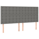 sengegavl med LED-lys 180x5x118/128 cm stof mørkegrå
