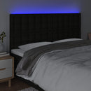 sengegavl med LED-lys 180x5x118/128 cm stof sort