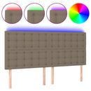 sengegavl med LED-lys 180x5x118/128 cm stof gråbrun