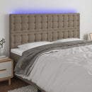 sengegavl med LED-lys 180x5x118/128 cm stof gråbrun