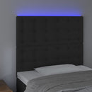 sengegavl med LED-lys 80x5x118/128 cm fløjl sort
