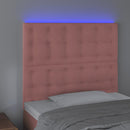 sengegavl med LED-lys 80x5x118/128 cm fløjl lyserød