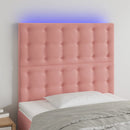 sengegavl med LED-lys 80x5x118/128 cm fløjl lyserød