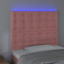 sengegavl med LED-lys 90x5x118/128 cm fløjl lyserød