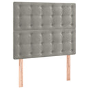sengegavl med LED-lys 100x5x118/128 cm fløjl lysegrå