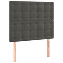 sengegavl med LED-lys 100x5x118/128 cm fløjl mørkegrå