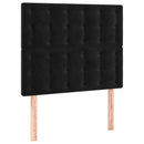 sengegavl med LED-lys 100x5x118/128 cm fløjl sort