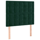 sengegavl med LED-lys 100x5x118/128 cm fløjl mørkegrøn