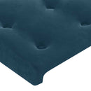 sengegavl med LED-lys 100x5x118/128 cm fløjl mørkeblå