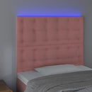 sengegavl med LED-lys 100x5x118/128 cm fløjl lyserød