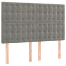 sengegavl med LED-lys 144x5x118/128 cm fløjl lysegrå