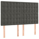 sengegavl med LED-lys 144x5x118/128 cm fløjl mørkegrå