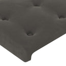 sengegavl med LED-lys 144x5x118/128 cm fløjl mørkegrå