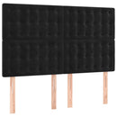sengegavl med LED-lys 144x5x118/128 cm fløjl sort