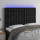 sengegavl med LED-lys 144x5x118/128 cm fløjl sort