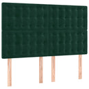sengegavl med LED-lys 144x5x118/128 cm fløjl mørkegrøn