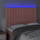 sengegavl med LED-lys 144x5x118/128 cm fløjl lyserød