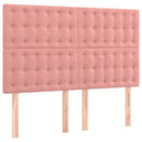 sengegavl med LED-lys 144x5x118/128 cm fløjl lyserød