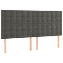 sengegavl med LED-lys 160x5x118/128 cm fløjl mørkegrå