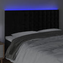 sengegavl med LED-lys 160x5x118/128 cm fløjl sort