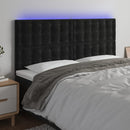 sengegavl med LED-lys 160x5x118/128 cm fløjl sort