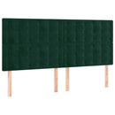 sengegavl med LED-lys 160x5x118/128 cm fløjl mørkegrøn