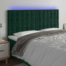 sengegavl med LED-lys 160x5x118/128 cm fløjl mørkegrøn