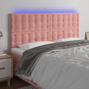 sengegavl med LED-lys 160x5x118/128 cm fløjl lyserød