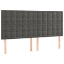 sengegavl med LED-lys 180x5x118/128 cm fløjl mørkegrå