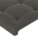 sengegavl med LED-lys 180x5x118/128 cm fløjl mørkegrå