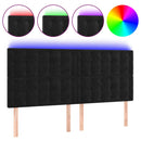 sengegavl med LED-lys 180x5x118/128 cm fløjl sort