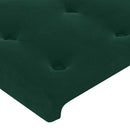 sengegavl med LED-lys 180x5x118/128 cm fløjl mørkegrøn