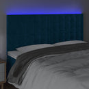 sengegavl med LED-lys 180x5x118/128 cm fløjl mørkeblå