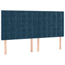 sengegavl med LED-lys 180x5x118/128 cm fløjl mørkeblå