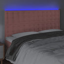 sengegavl med LED-lys 180x5x118/128 cm fløjl lyserød